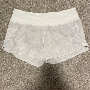 Lululemon speed shorts 6 white and silver